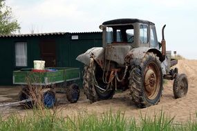tractor on a beach on the sand