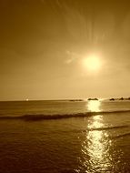 orange evening sun reflected in the sea