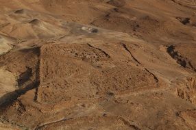 camp in desert , aerial view, israel