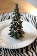 xmas tree on white plate