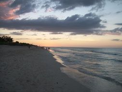 sunset over a wide sandy beach