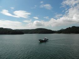 tourist boat in the Korean Strait in Tongyong