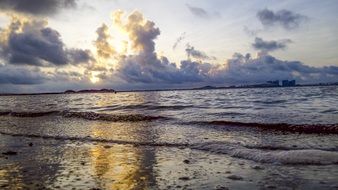 cloudy sunrise over the beach