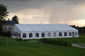 White pavilion rain clouds thunderstorm view