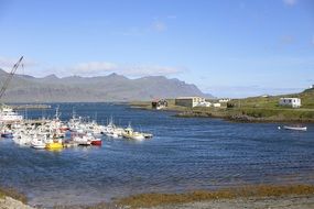 boats in the harbor in a fishing village in Iceland