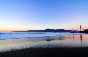 bright colorful sunset over the ocean in San Francisco