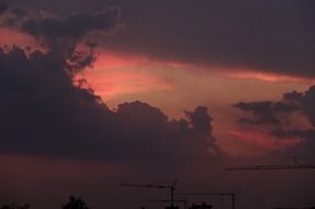 pink sunset in the evening sky