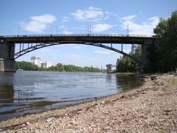 metal bridge over the river in Samara