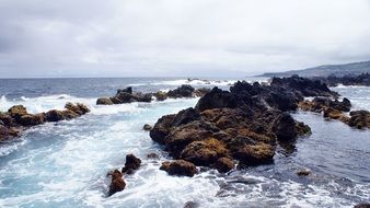 rocks in the ocean near the azores