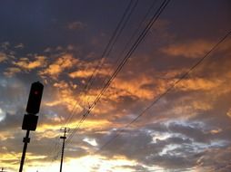 cloudy evening sky over the railway