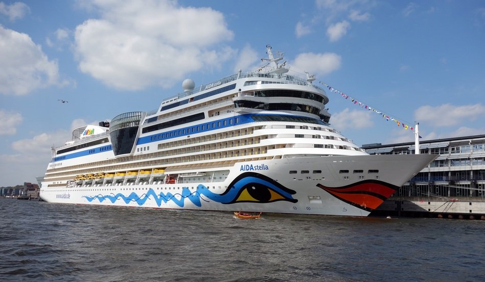 aidastella cruise ship in the port, germany, hamburg