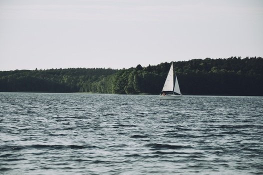 lake sailing water sky boat with sail adventure