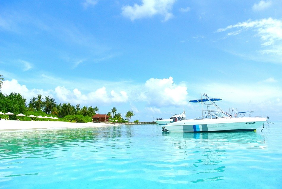 yacht on the water in the maldives