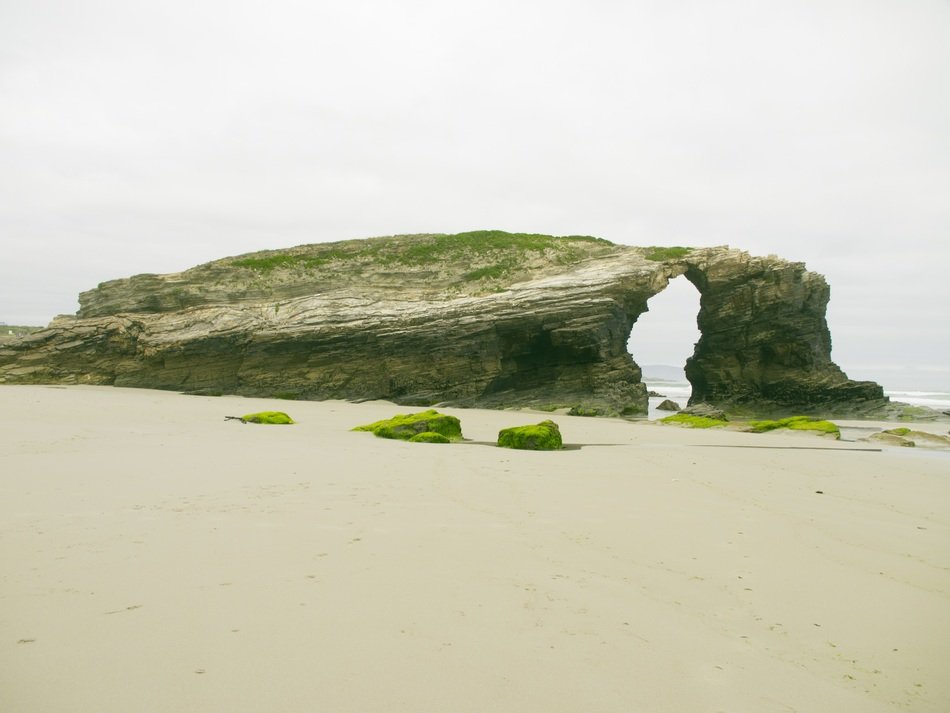 green rock on the island