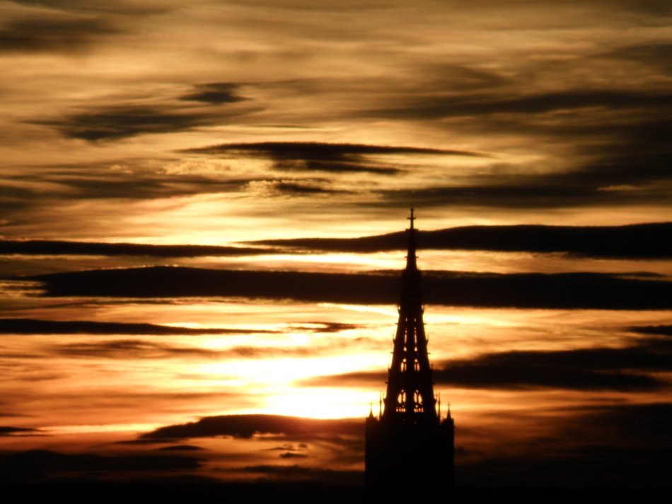 sunset over the tower in Munster