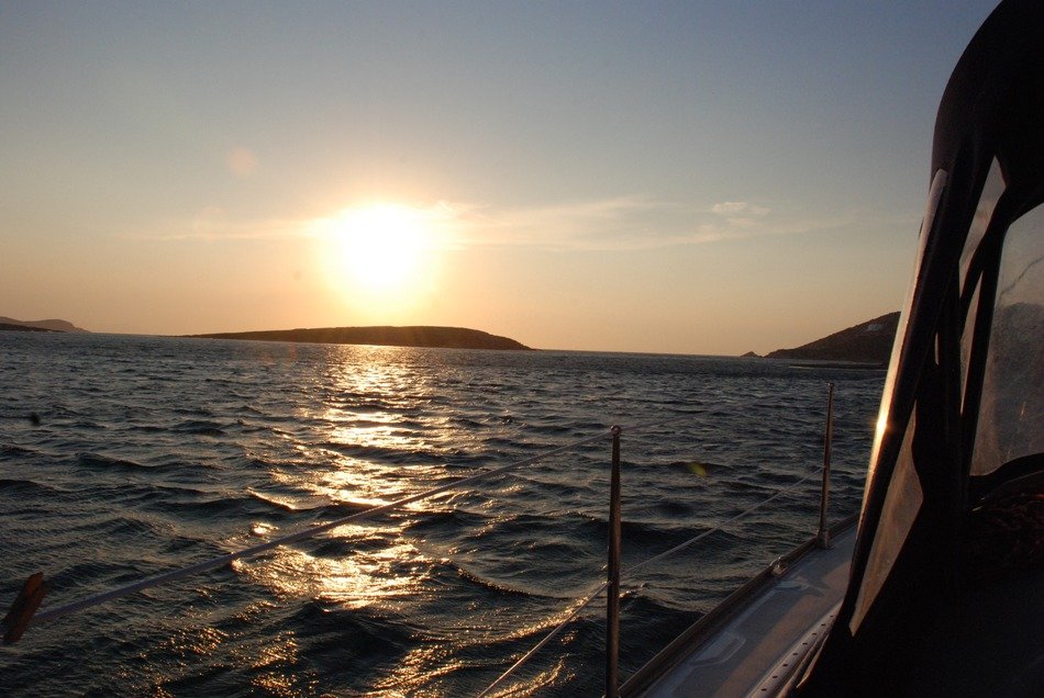 view of sunset from the boat