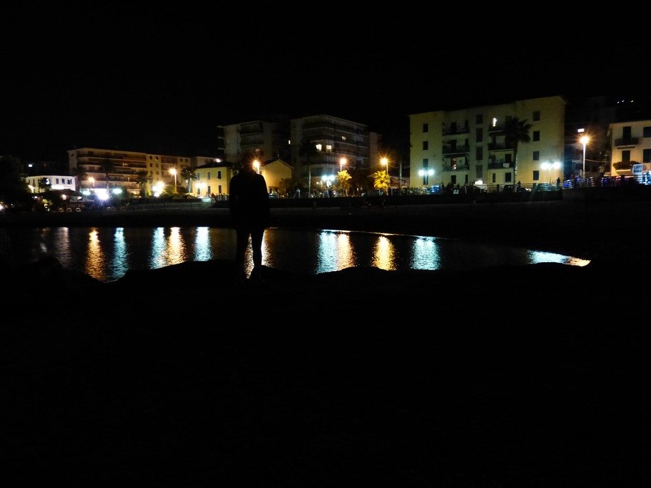 Ventimiglia, beach at night