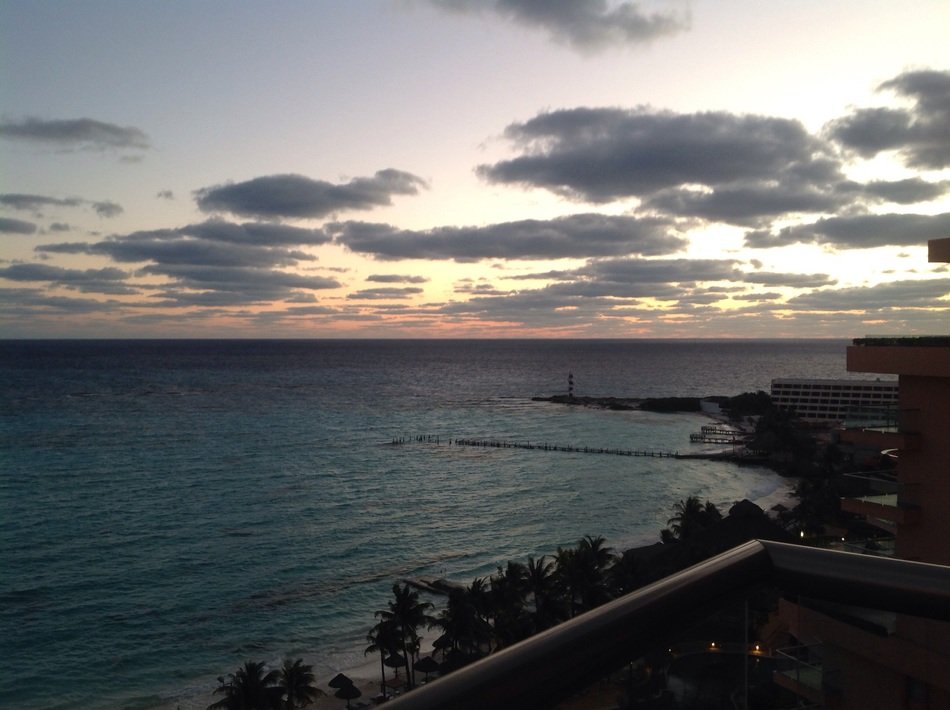 dramatic sun dusk in cancun