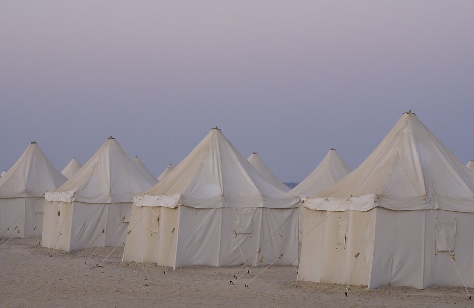 tents in Egypt at dusk