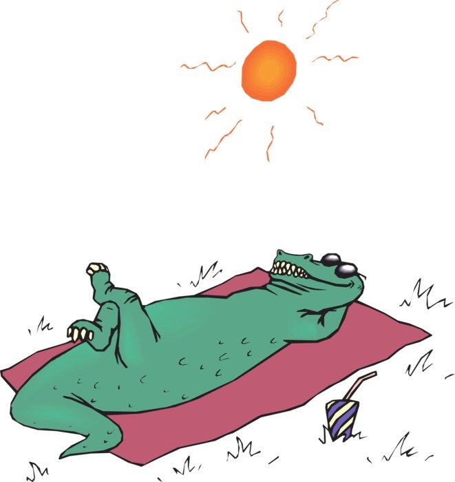 clipart of alligator sunbathes