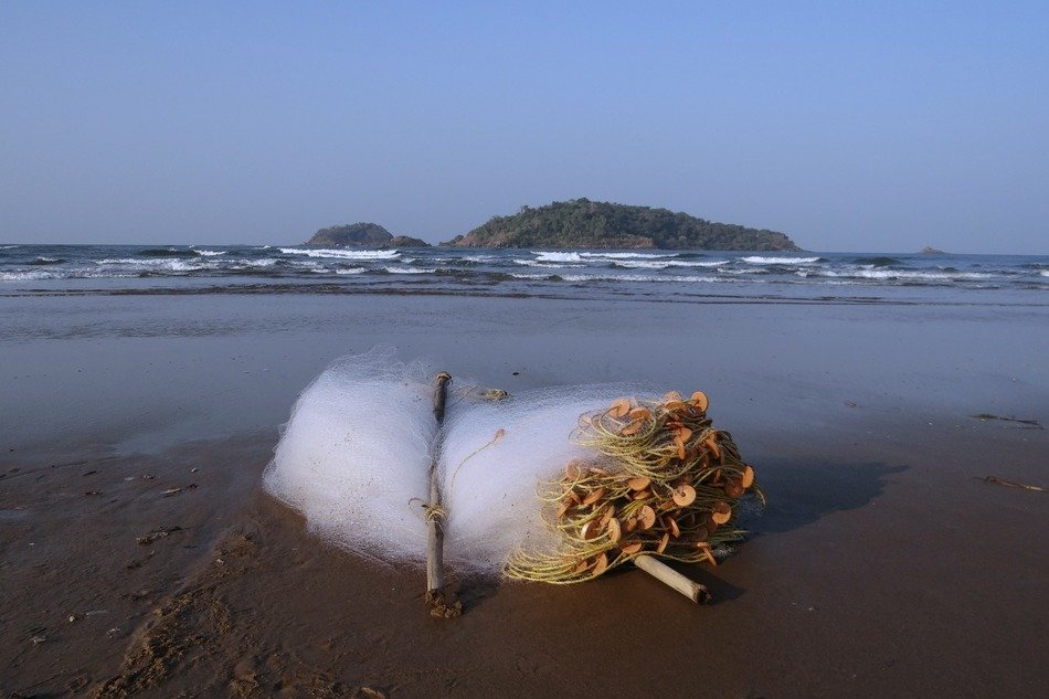 fishing net on the coast of the Arabian Sea