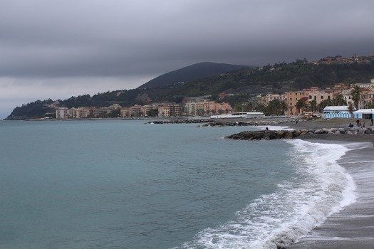 cogoleto beach with wave panorama