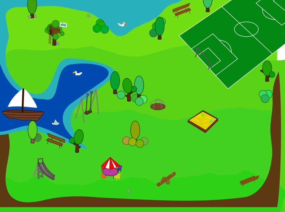 painted park and football field by the river