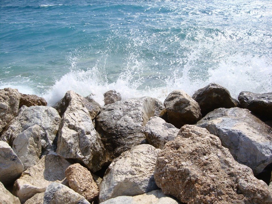 rocky shore on the beach