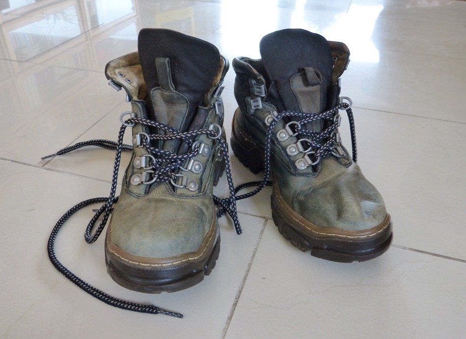 shoes with laces on the shiny floor