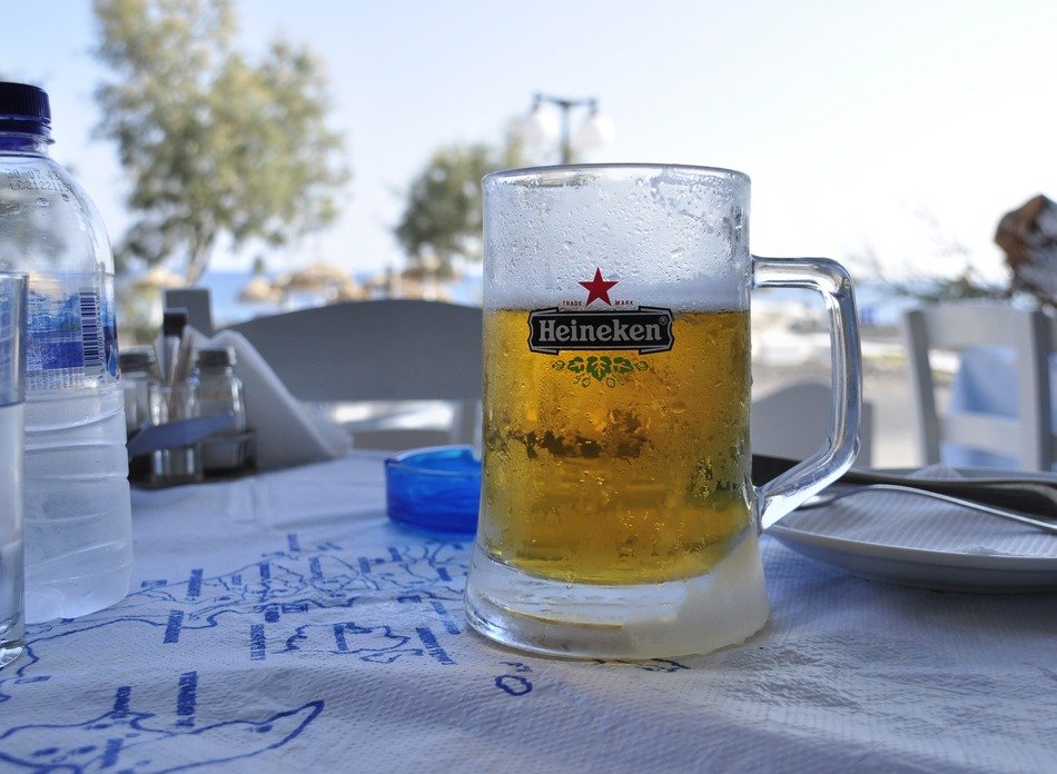 cold beer in a cafe in greece