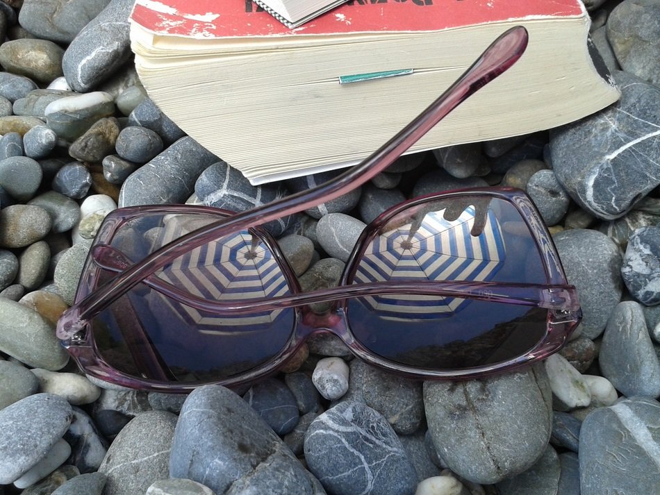 sunglasses on the pebble beach