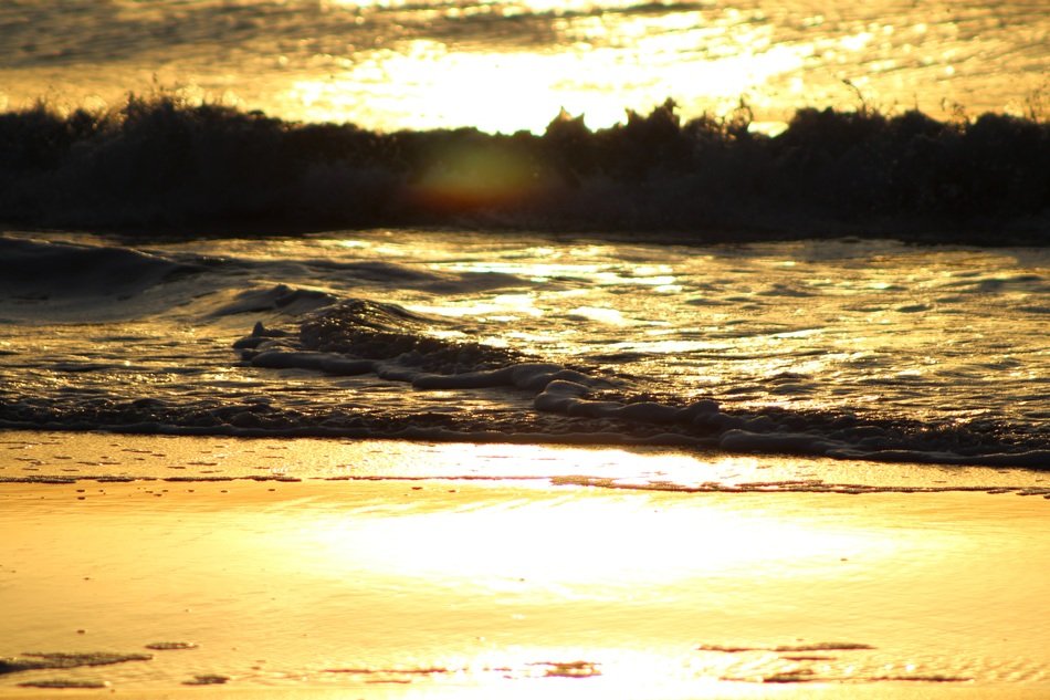 waves and Golden sunset