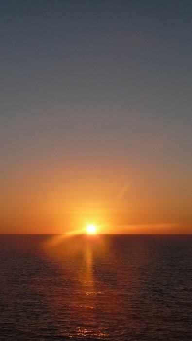 Sunset on the horizon of the Mediterranean Sea