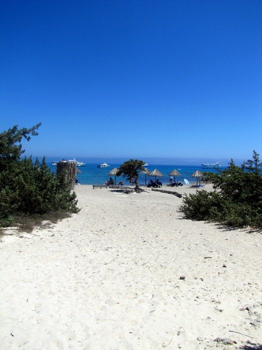 white sand on Chrissi island