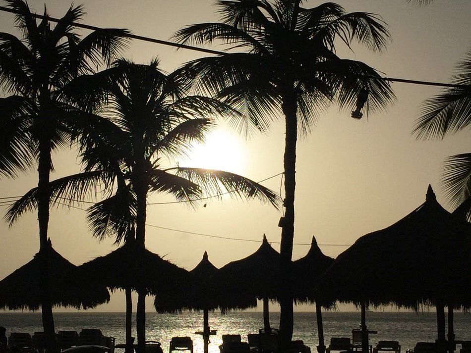 landscape of sunset in aruba