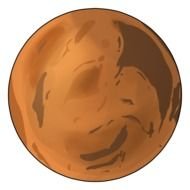 painted planet Mars on a white background