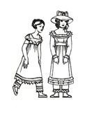 girls in vintage dresses as a picture for clipart