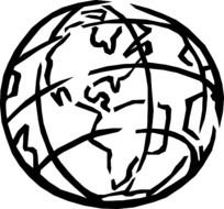 black and white sketch of the planet earth