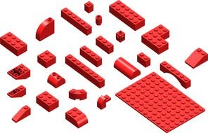 red lego blocks on a white background