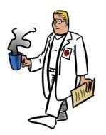 drawn doctor with a cup of coffee
