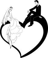 Bride And Groom Silhouette heart drawing