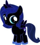 black cartoon pony with purple hair
