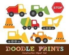 Clipart Construction Trucks Digital Design clipart