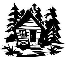 hut in the forest as a graphic image