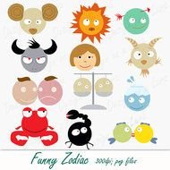 Funny Zodiac Digital Set Instant Downloadable