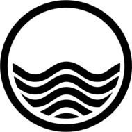 silhouette of ocean waves in a circle