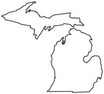 Mitten, map of Michigan state, Outline