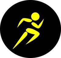 Man Running Yellow logo drawing