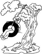 Tire Swing Colouring Pages drawing