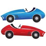 Clipart of the red and blue race cars